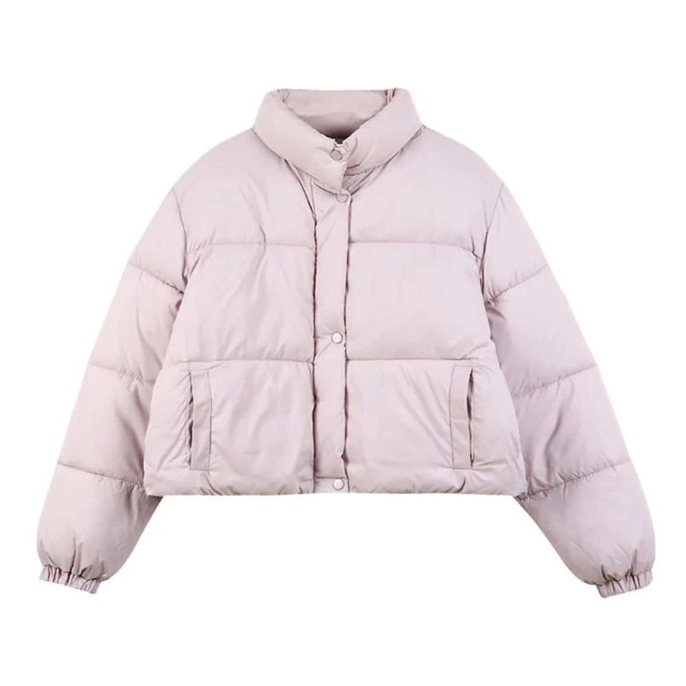 Stand Collar Outerwear Cute Female Long Sleeve Clothing Bread Cotton Coats Top Korean Style Thickened Winter Short Cotton Jacket