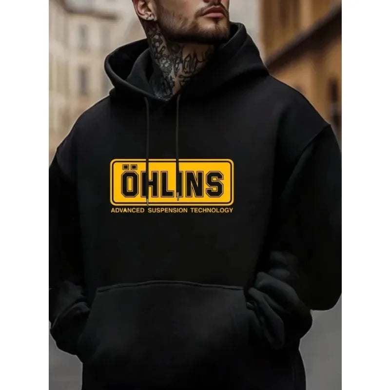 Men's Hoodies Pullover Spring Autumn Casual Hoodie Sweatshirts Print Hoodies Loose Black Sweatshirt For Male