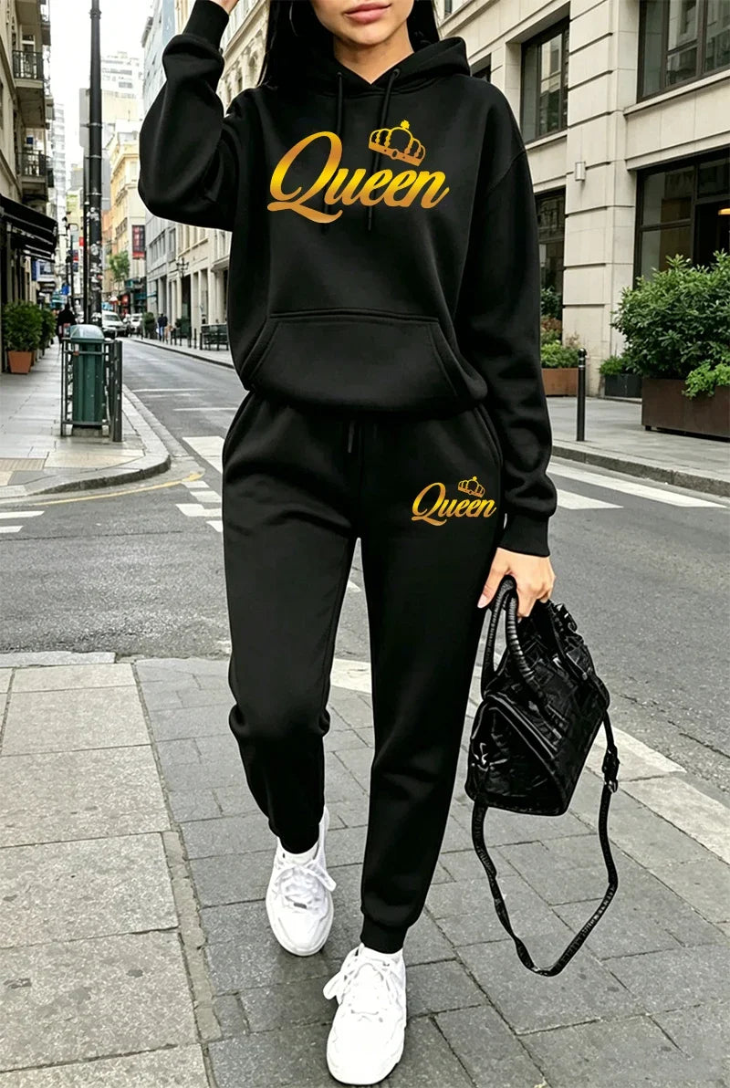 Autumn Winter Women's Outfits Printing Casual Hooded Sweatshirts Outdoors Sports Jogging Clothing Hot Sales Single Hoodie Pants
