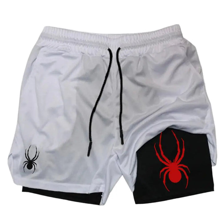 2026 Summer New Spider Men's Sports Shorts 2 in 1 Gym Running Shorts Jogging Casual Sportswear Fitness Double Layer Shorts