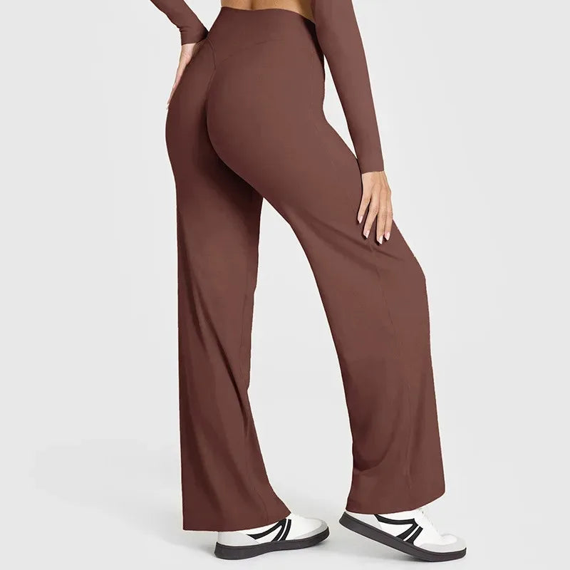 STOUREG Sport Trousers Straight-Leg Pants Ultra Soft Butter Fabric Women's Mid-Waist Yoga Pants GYM Naked Feel Pilates Running ATFH
