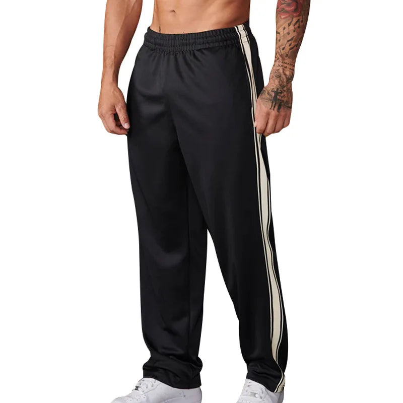 2024 cross-border spring and summer new trendy brand strips men's straight-leg pants American loose sports trousers sweatpants