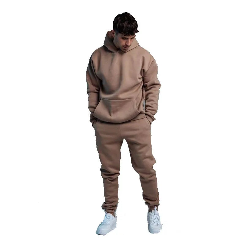 New in Hoodies & Sweatshirts Autumn and Winter Thick Fleece Sports Men's Women's Warm Hoodie Two-piece Set Tracksuits for Man - ATFH
