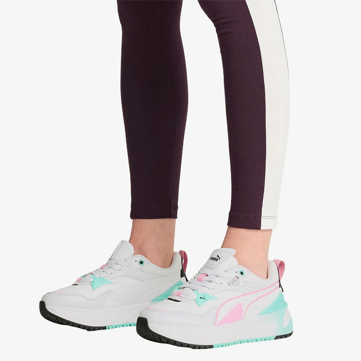 Puma Authentic Autumn women's low-top sneakers pair in white with mint and pink accents.
