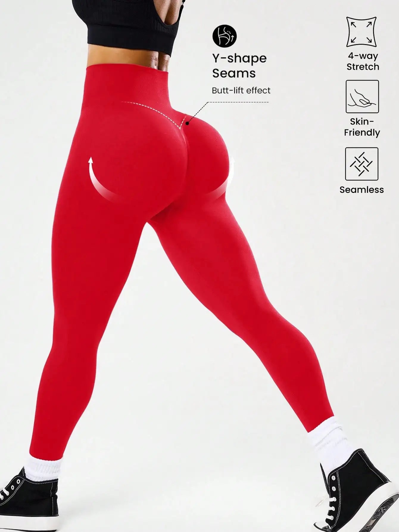 Bestselling Women's High-Waisted Tummy Control Peach Ass Running Fitness Leggings with V-Back, Breathable, Quick-Dry, and Lifted - ATFH
