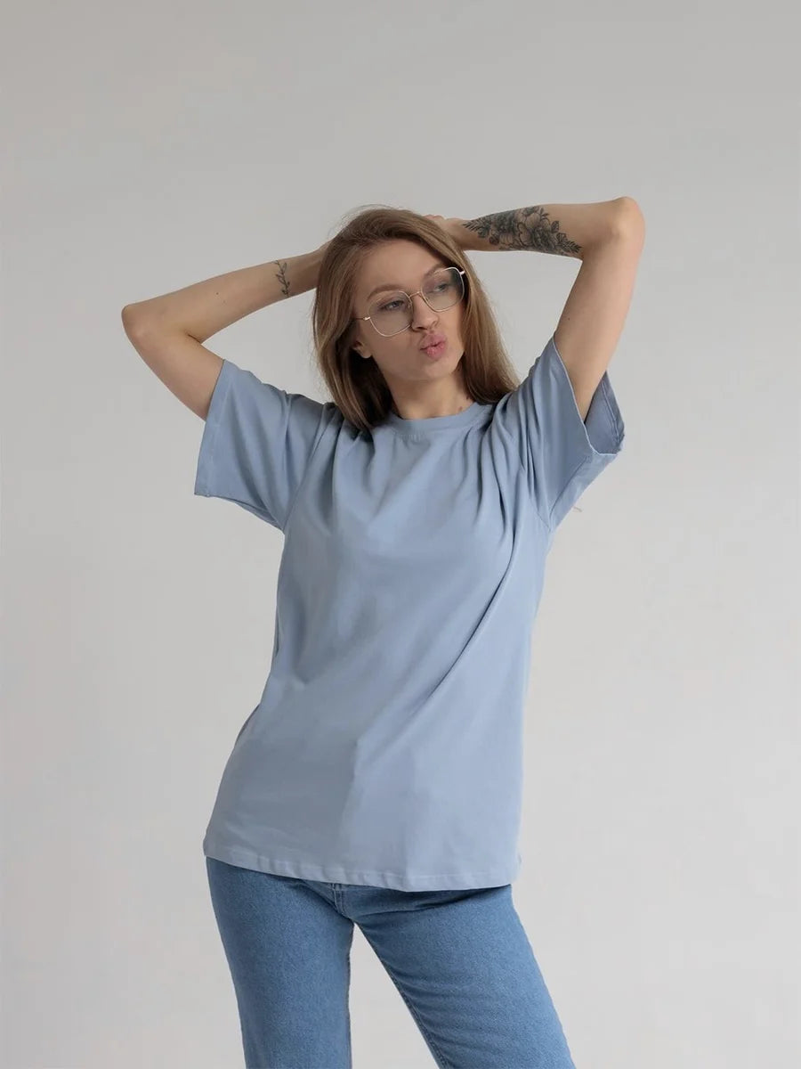 WYWM 100% Cotton Tshirts Women 2024 Summer Harajuku Solid Basic T Shirts Loose Casual O Neck Tees Green Soft Female Tops - ATFH