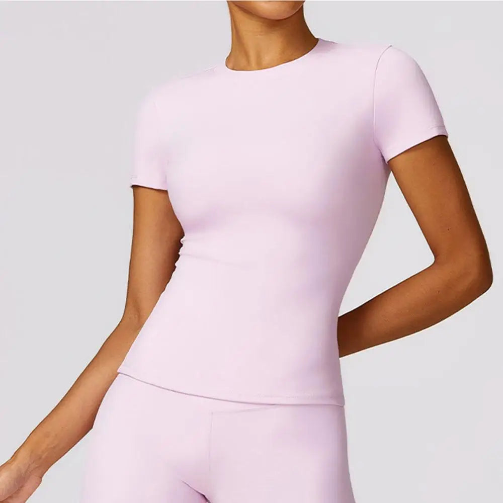 Yoga Shirts Women Top Quick Dry Running Tops Tights Push Up Workout Gym Clothes Female Short Sleeve Fitness Sports T-Shirts - ATFH