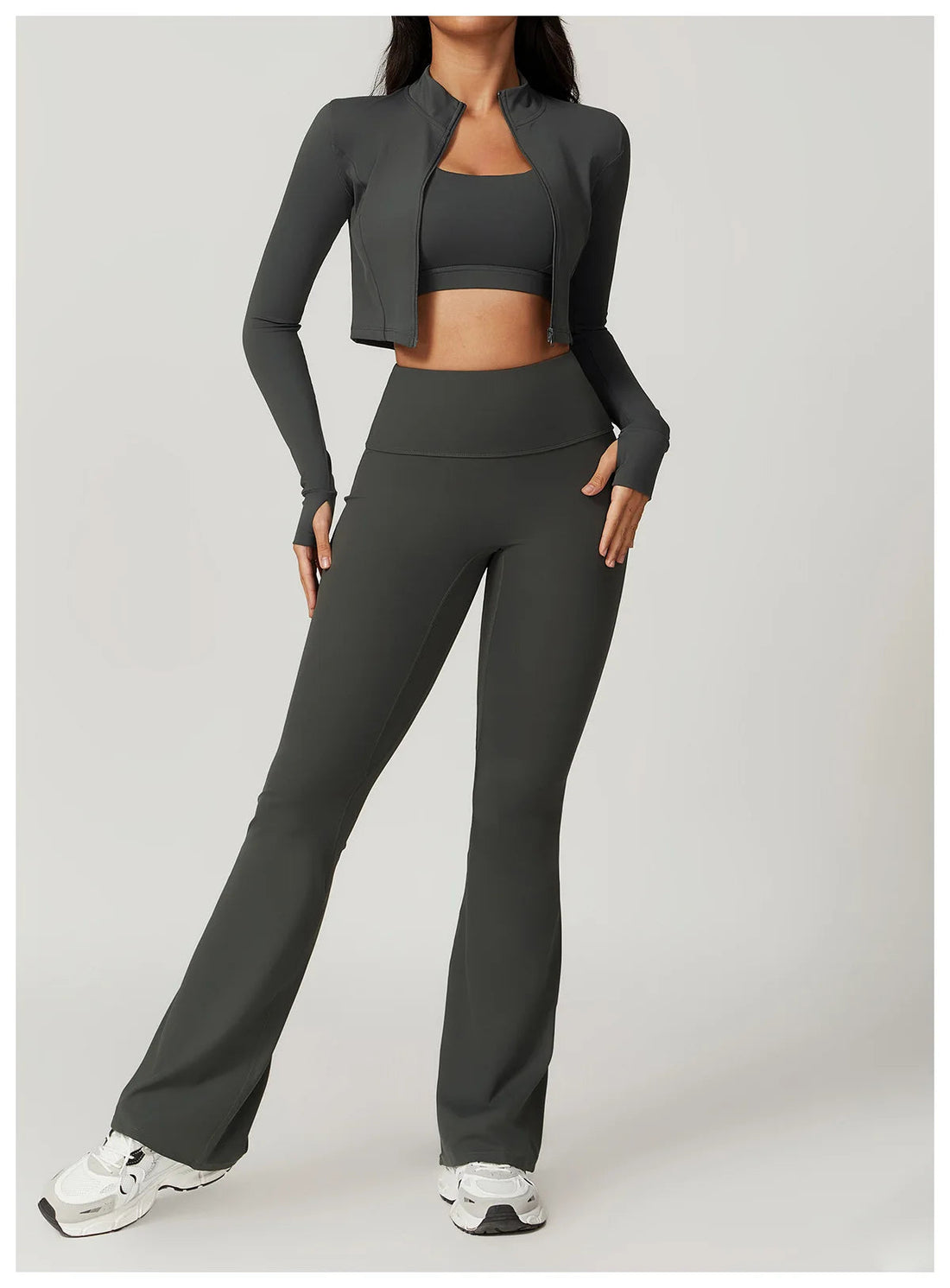SHINBENE Wide-leg Tight Naked Hip Lift Yoga Flare Dance High-waisted Micro-stretch Casual Sports Pants ATFH
