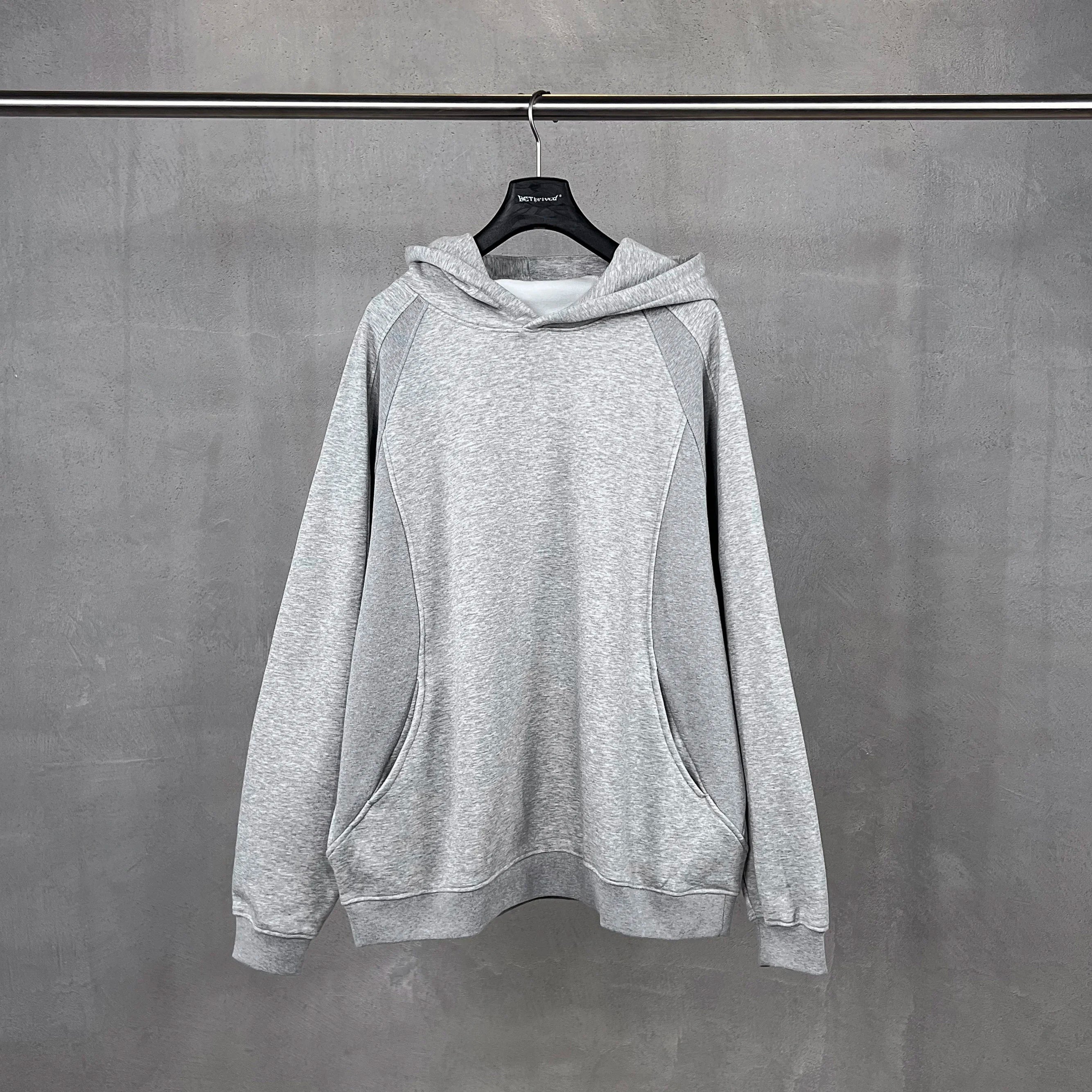 2025 Autumn Winter American Curved Colorblock Fleece Hoodie Men Streetwear Pullover Hoodies Long Sleeve with Pocket Oversized - ATFH