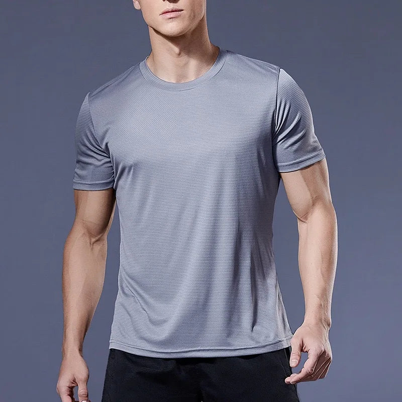 Running Moisture Wicking Round Neck T-Shirt Training Exercise Gym Sport Shirt Tops Lightweight Men's Quick Dry Short Sleeve Gym