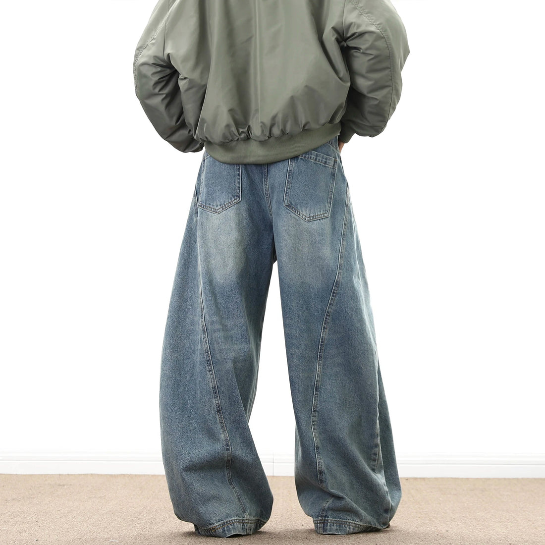 Wide Leg Denim Pants Male Loose Cowboy Mopping Trousers baggy Men's Jeans  Fashion Handsome Washed Streetwear Casual ATFH