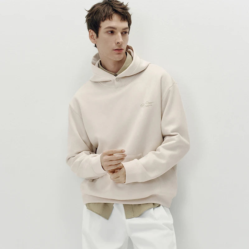 Semir Men Hoodie Suede Feel Printed Embroidery Hooded Pullover Classic Soft Casual Style Autumn Sweatshirt 2026