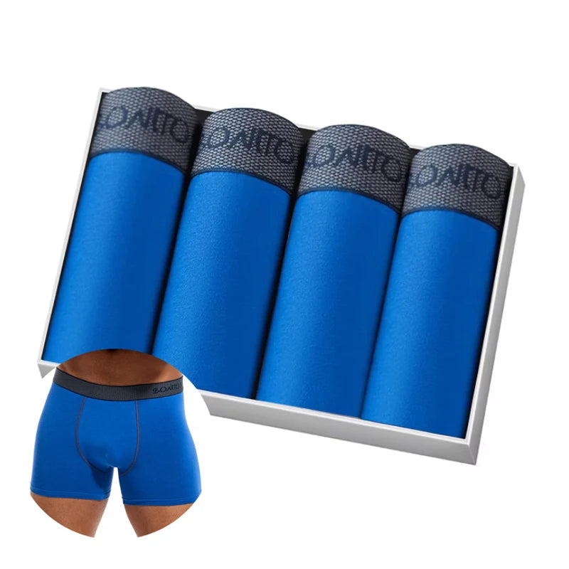 4pcs/pack Boxer Briefs Men's Panties Letter Man Underwear Solid Color Cotton Men Underpants Sexy Undrewear Shorts BONITOS Brand