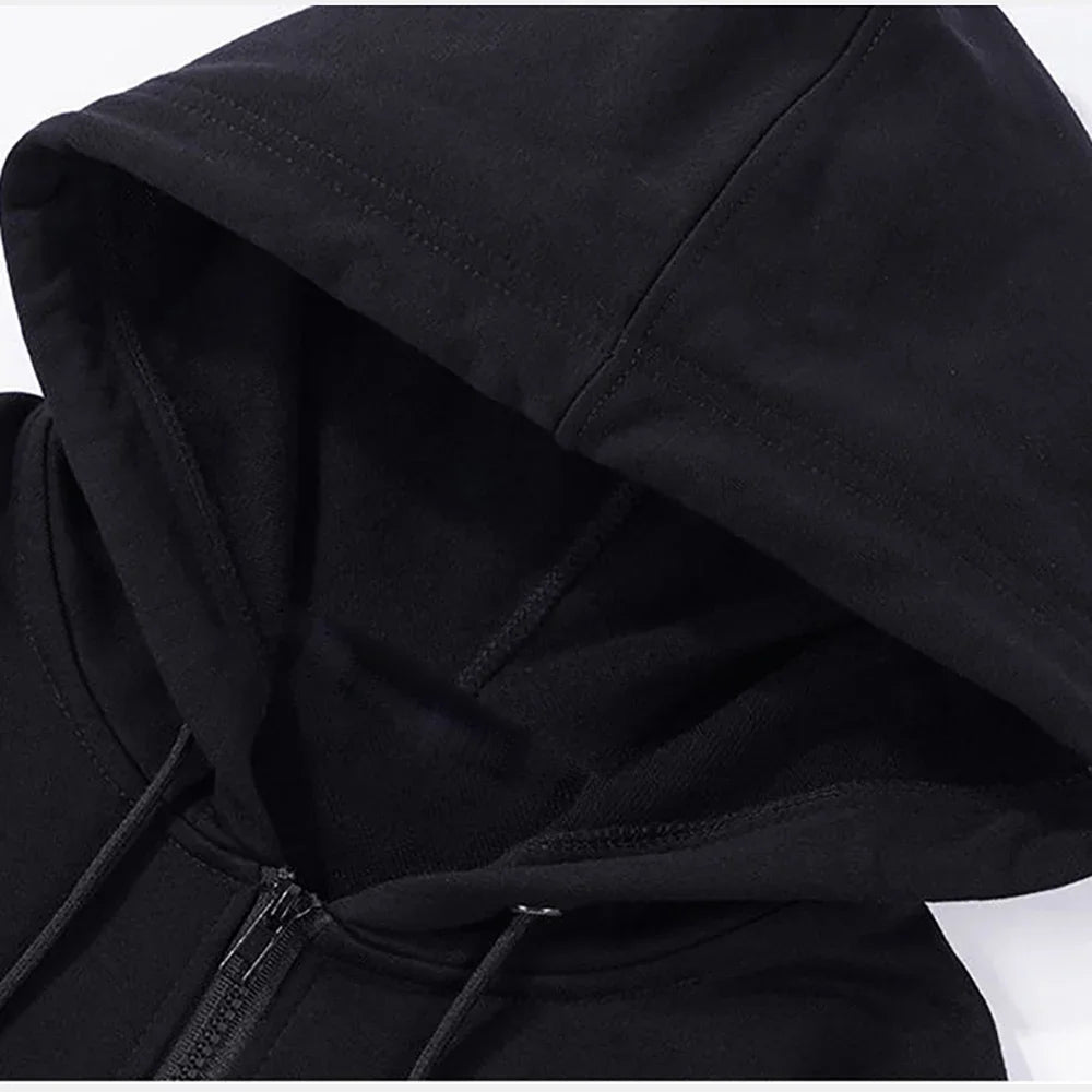 Men's zipper hooded pullover hoodie sweatshirt street rock long-sleeved loose jacket coat casual hooded sports shirt 20th centur - ATFH