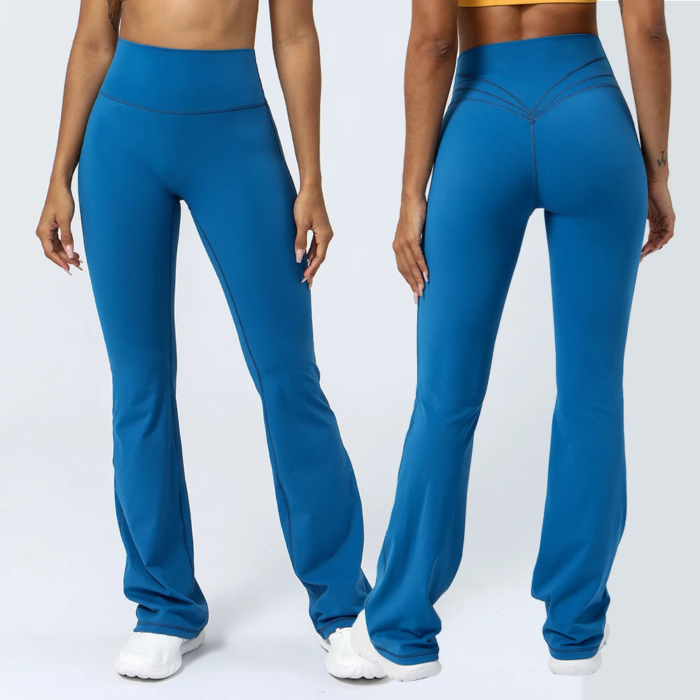 Women Yoga Flare Leggings High Waist Dance Pilates Fitness Gym Buttock Lifting Workout Wide-Leg Pants Outdoor Train Sport Tights ATFH