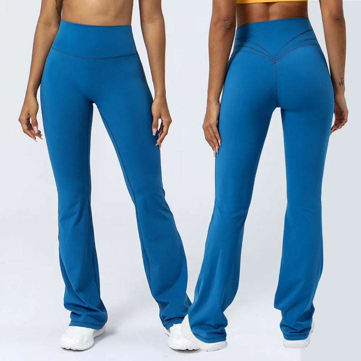 Women Yoga Flare Leggings High Waist Dance Pilates Fitness Gym Buttock Lifting Workout Wide-Leg Pants Outdoor Train Sport Tights ATFH
