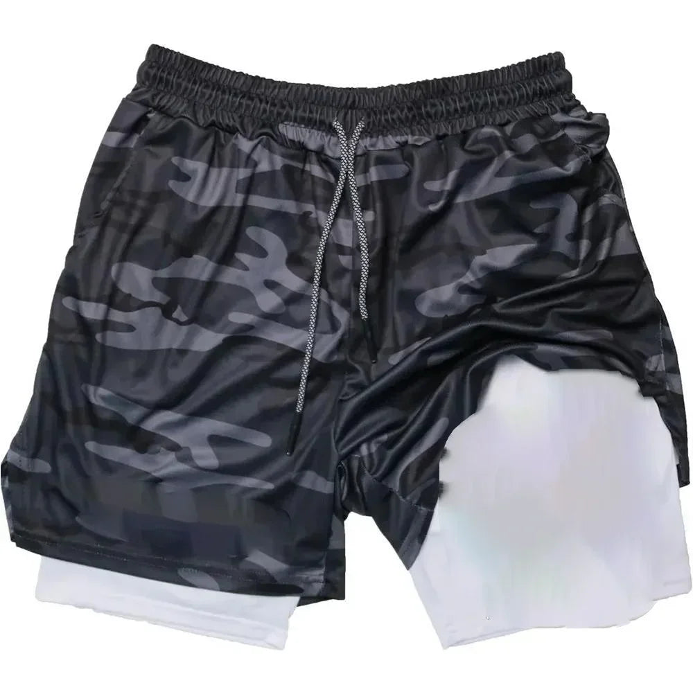 Summer Sports Versatile Double Layer Men's Shorts Everyday Casual Quick-drying Sports Shorts Men