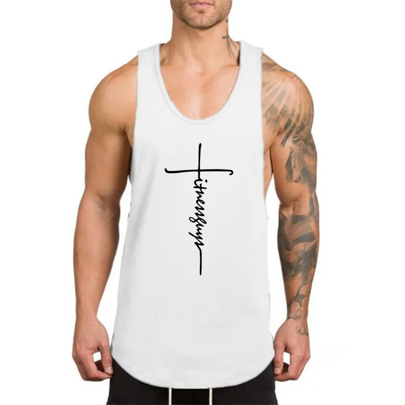 Fitness Guys Running Vests Men Bodybuilding Stringer Tank Tops Summer Cotton Fashion Casual Singlets Muscle Gym Sleeveless Shirt