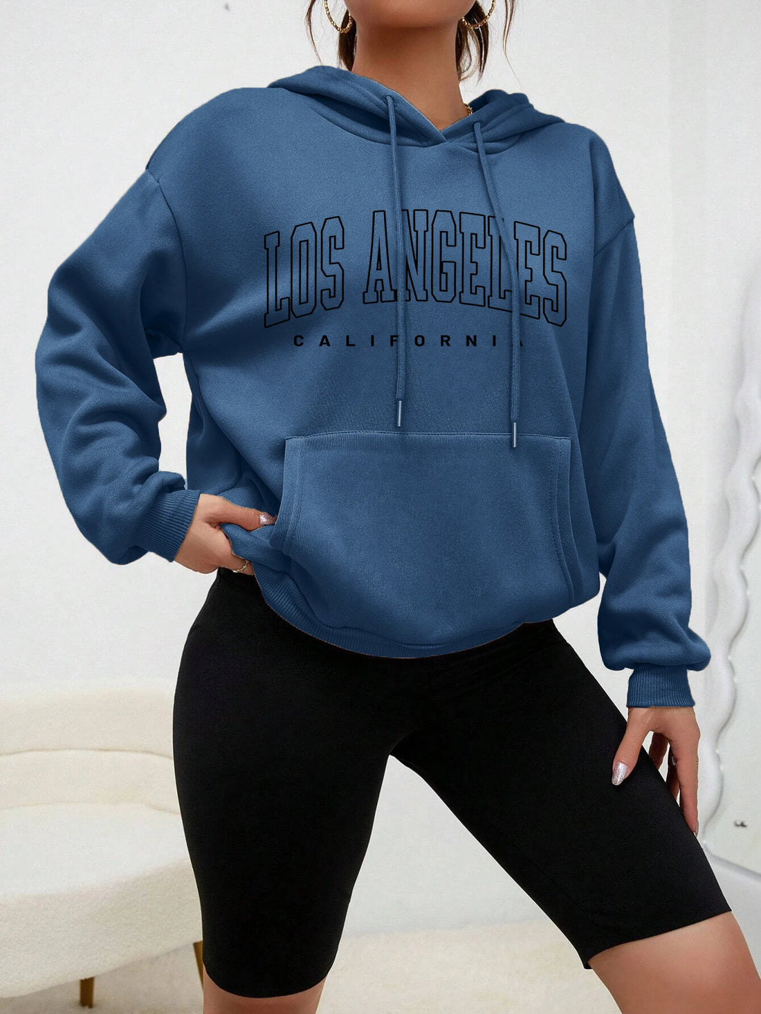 Los Angeles Art Letter Design Women Hoodies American Style Casual Hoody Autumn Hip Hop Female Hoodie Casual Fleece Clothing - ATFH