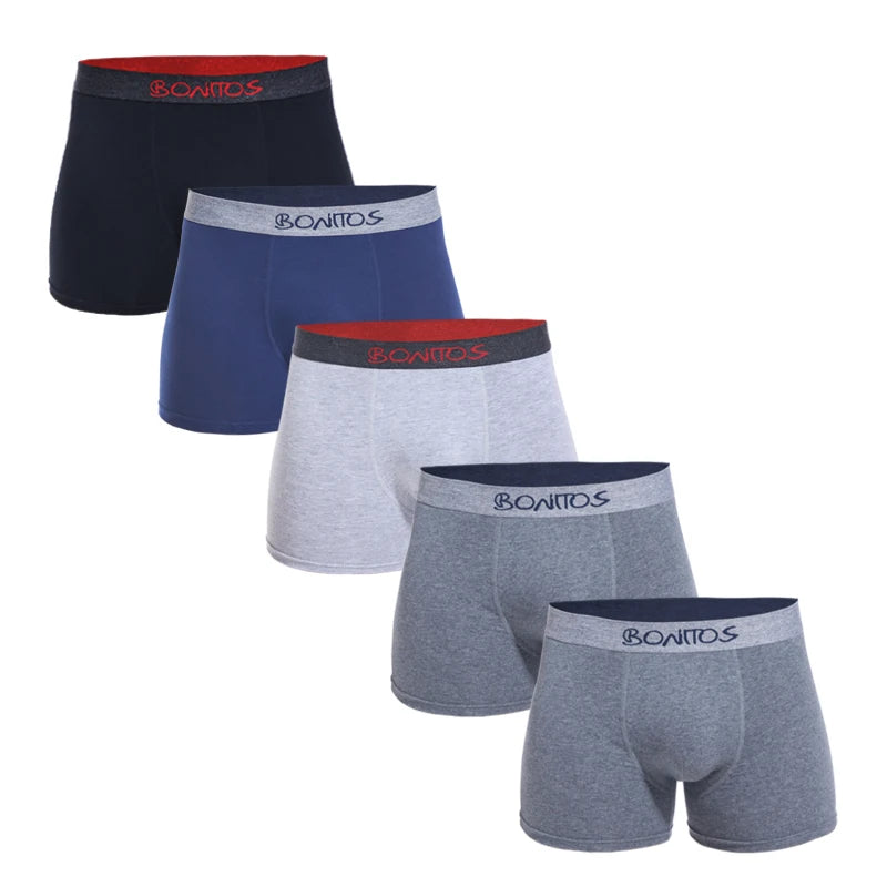 5pcs Men's Panties Cotton Boxer Briefs Letter Elastic Band Men Underpants Classic Solid Color Boxers Underwear For Man BONITOS