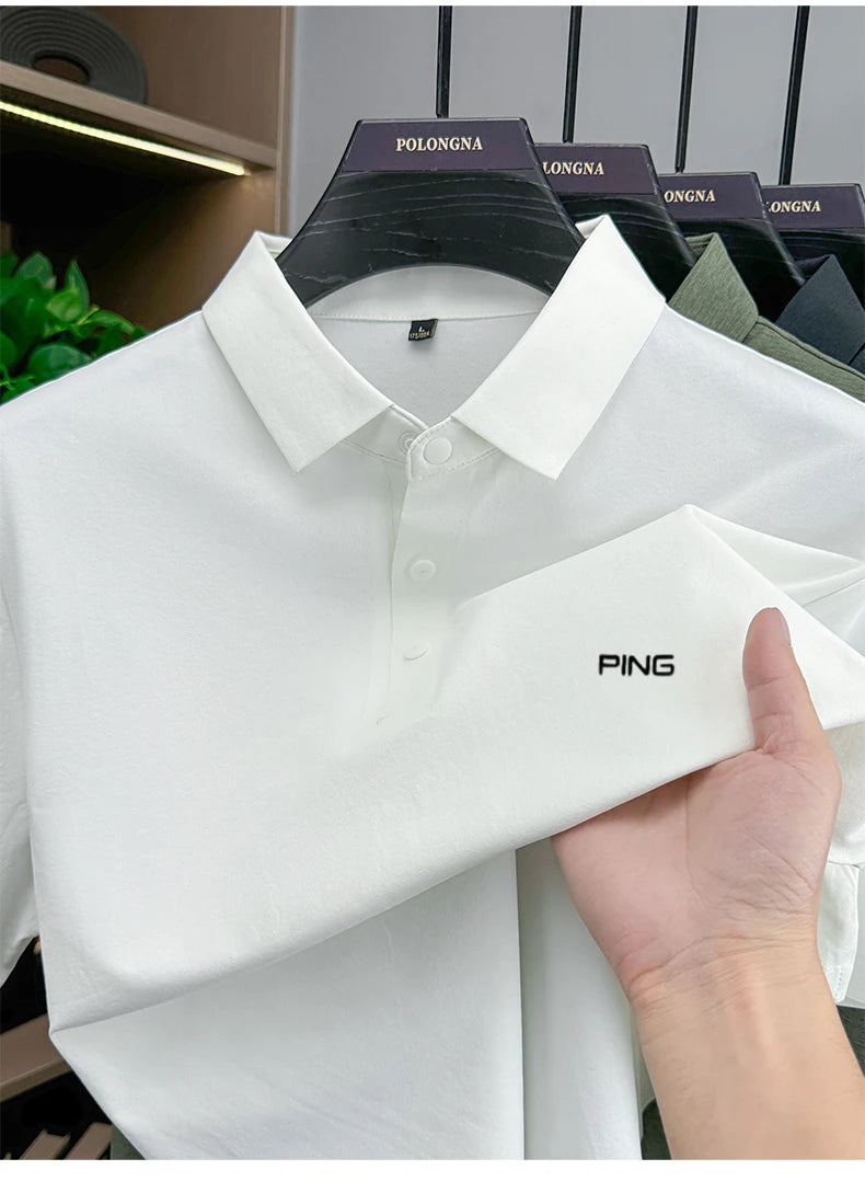 Fashion brand casual printed logo polo shirt, comfortable and breathable short-sleeve T-shirt perfect for summer outdoor sports