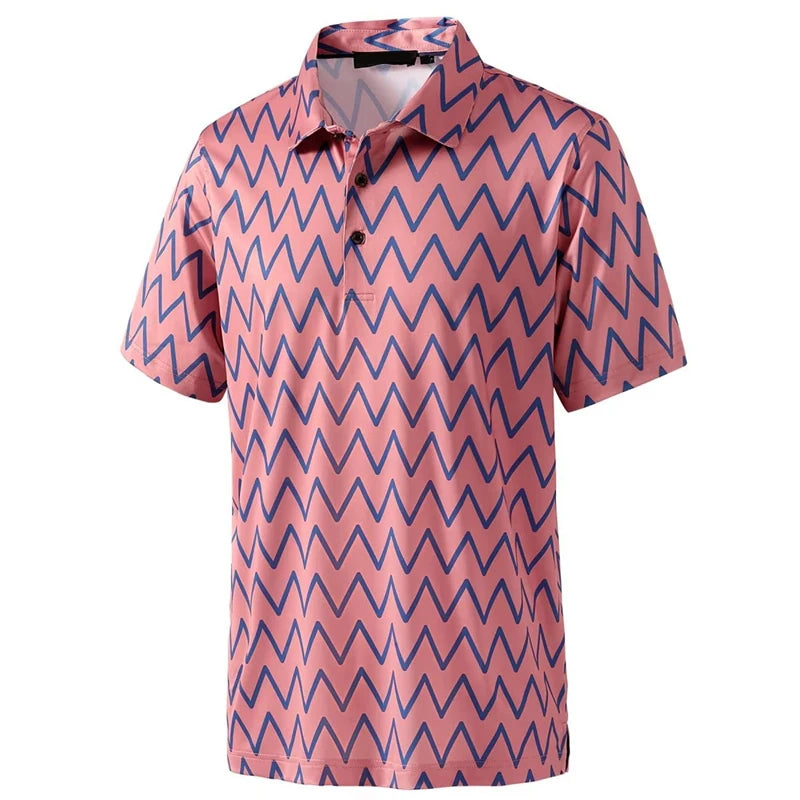 Stars Tree Pattern 3D Printed Polo Golf Shirt For Men Plaid Striped Design Casual Sports Button T-shirt Short Sleeves Sunday