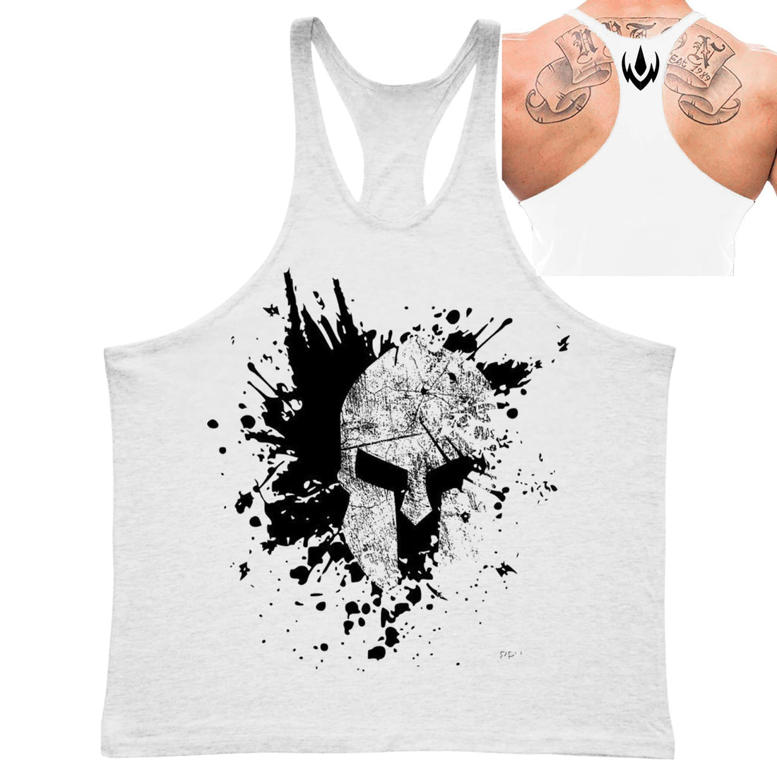 Men's Spartan Helmet Graphic Stringer Tank Top Gym Fitness Sleeveless Shirt Breathable Stylish Comfortable Bodybuilding Workout