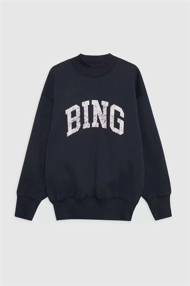 New 2025 Autumn and Winter New Niche AB Front Felt Patch Embroidered Fleece Women's Fleece Crew Neck Sweater - ATFH