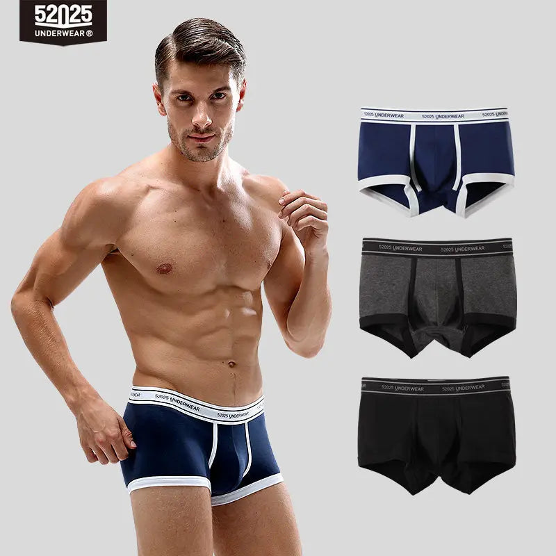 52025 Men's Cotton Modal Boxers (3-Pack) – Silky-Soft Fabric, Anatomical Contoured Pouch and Comfortable Everyday Fit