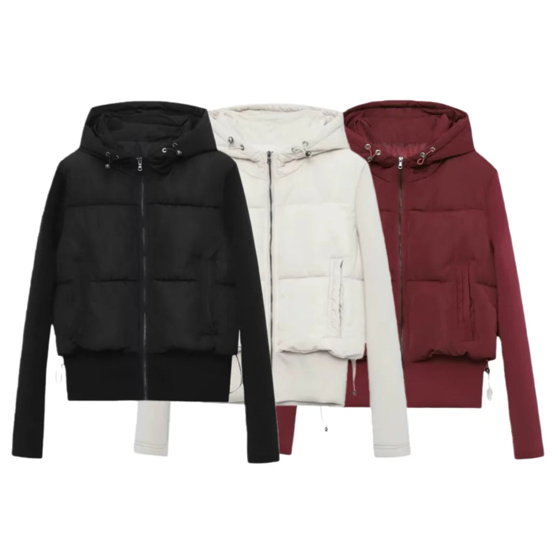 UNIZERA2025 autumn new women's casual fashion slim stretch fabric splicing cotton coat warm hooded cotton coat ATFH
