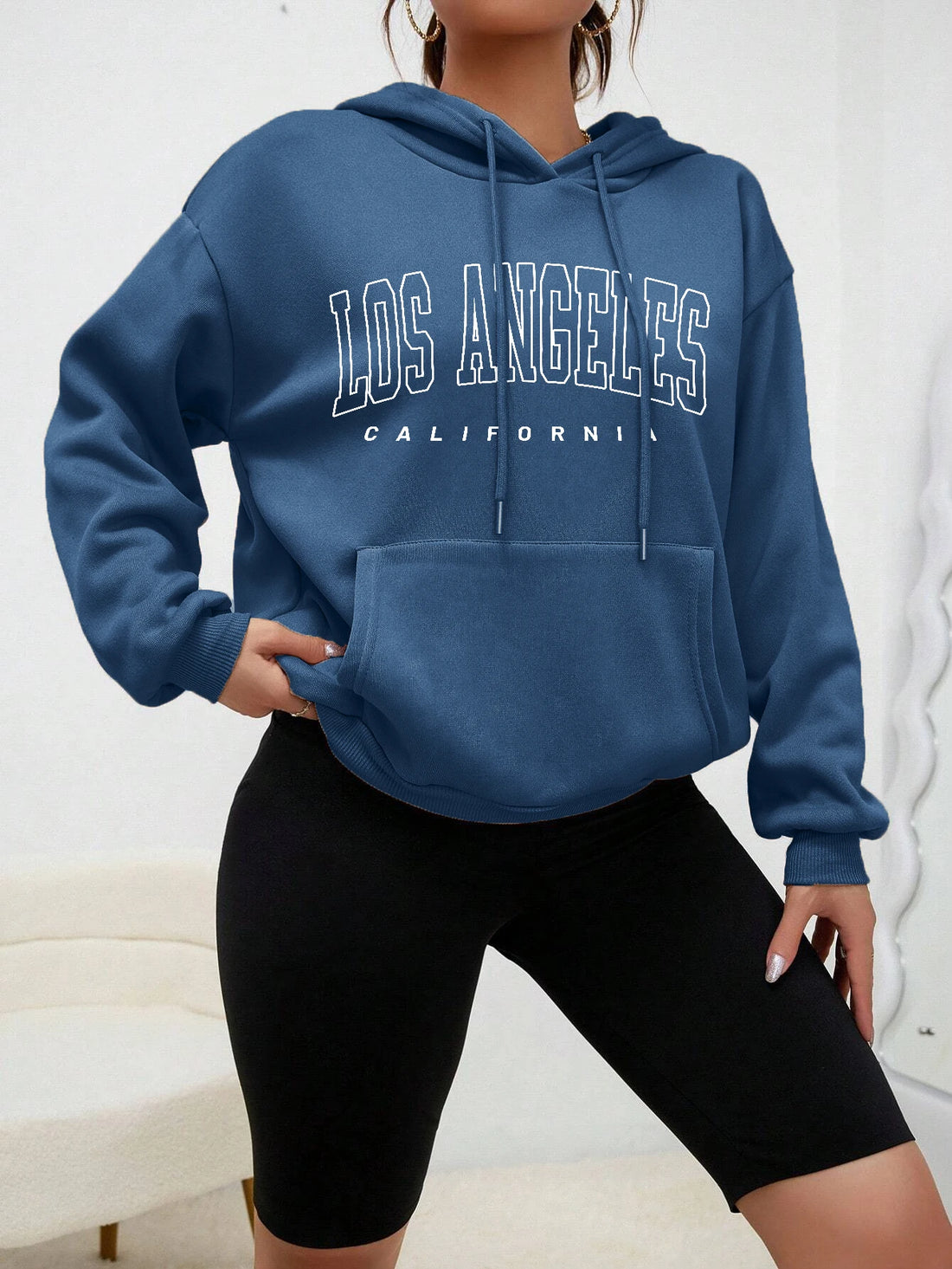 Los Angeles Art Letter Design Women Hoodies American Style Casual Hoody Autumn Hip Hop Female Hoodie Casual Fleece Clothing - ATFH