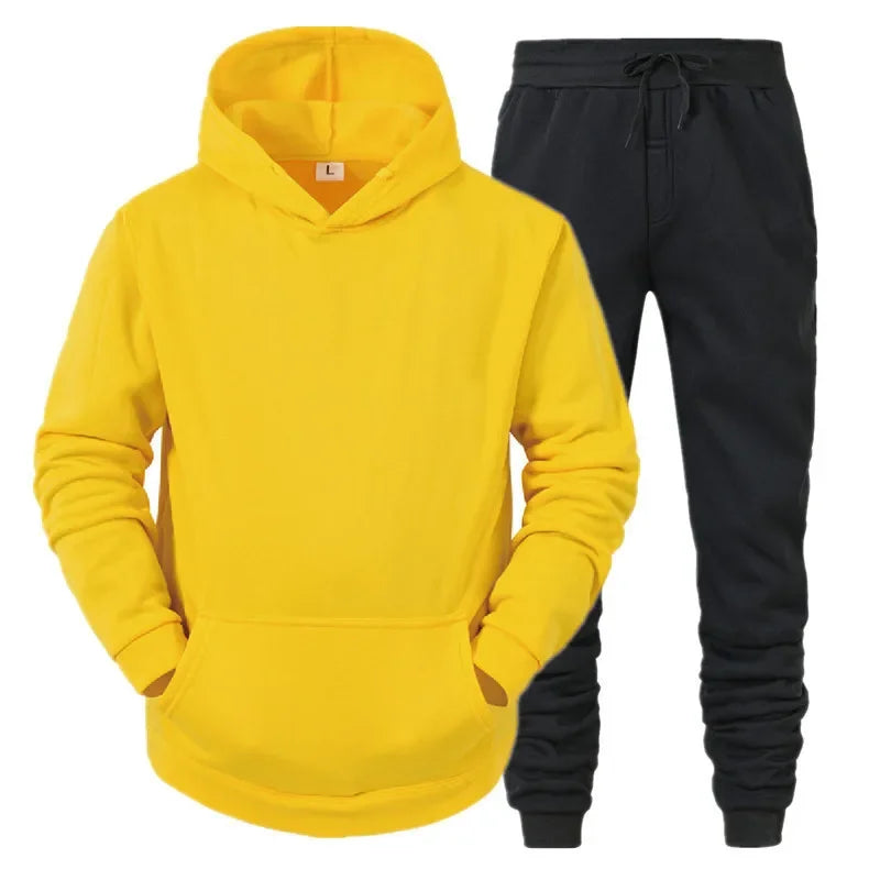Basic Men/Women 2Pcs/Sets Sweatshirt Hoodies Pants 2024 Male Gyms Fitness Tops Joggers Sportswear Tracksuits ATFH