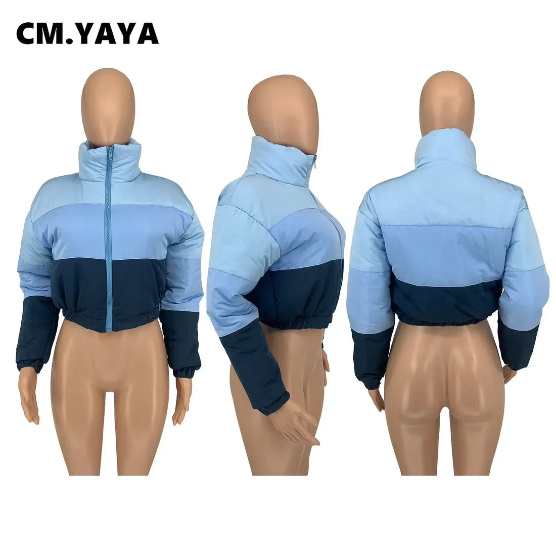 Waterarea Women Patchwork Zipper Fly Long Sleeve Down Coat Winter Keep Warm Streetwear Parkas Outcoat Jackets ATFH