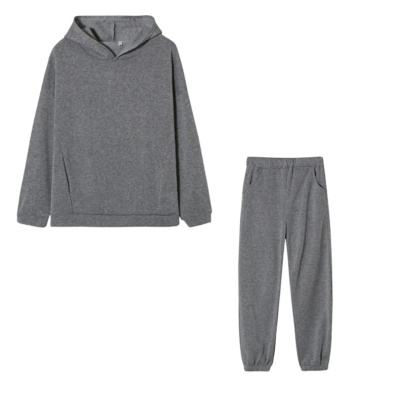 Monochrome Hooded Hoodie Set Casual Two-Piece Set European and American New Fashion Hot Selling 2025 Autumn and Winter