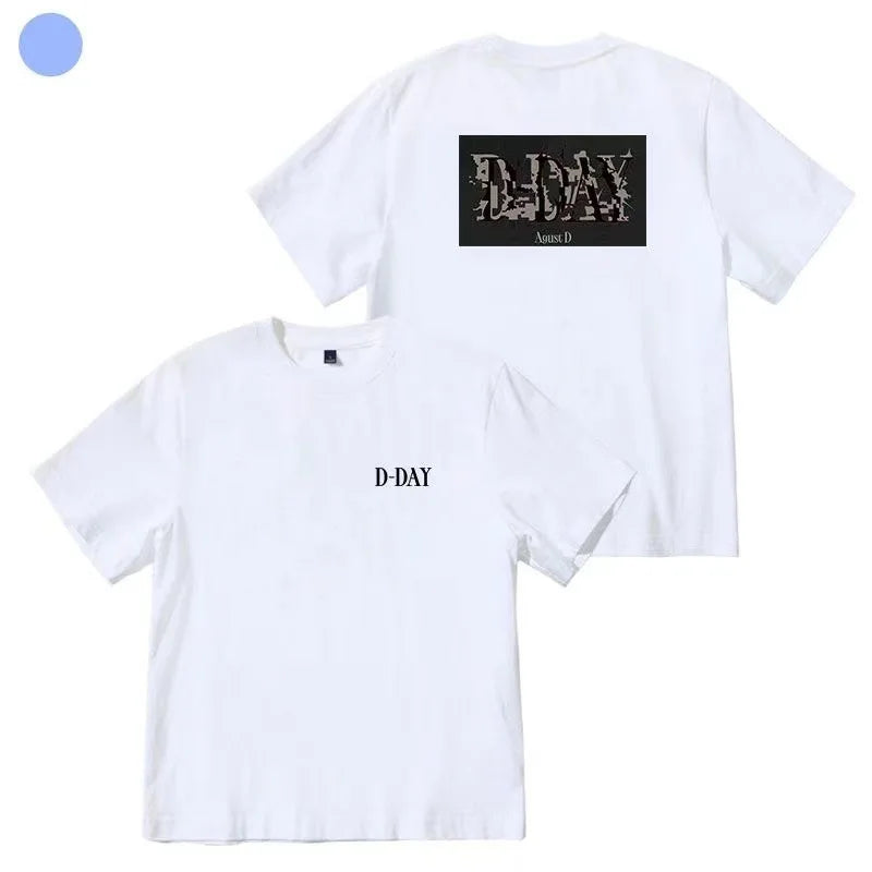 Fashion T-shirt Kpop suga Agust D D-DAY print T-shirt  casual sports short sleeves for fan gifts ATFH