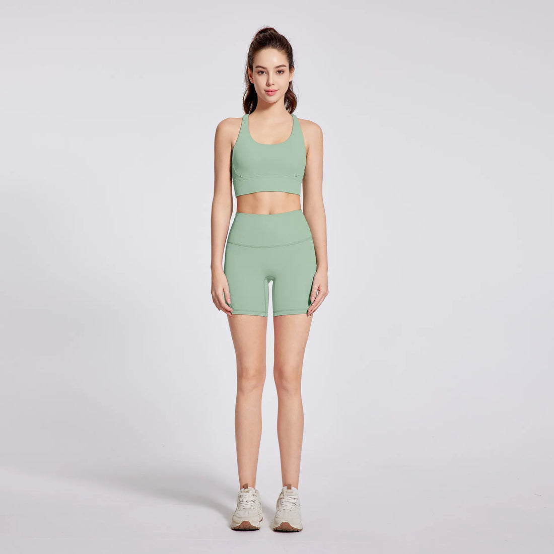 2 Pieces Yoga Set Gym Sports Shorts Set Women Cross Back Bra Top High Waist Shorts Fitness Suit Running Workout Tracksuit - ATFH