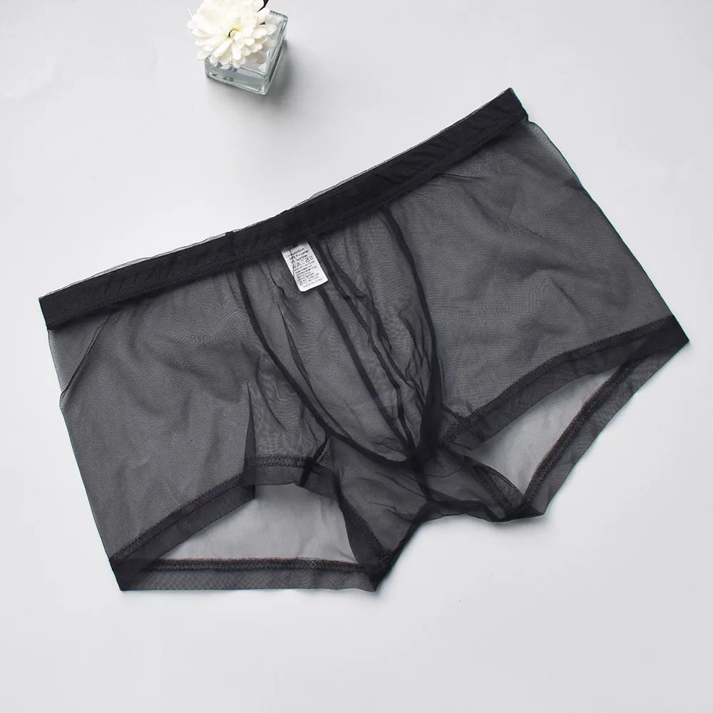 Transparent Mesh Men's Boxer Briefs - Breathable Ultra-Sexy Underwear Perfect for Casual Wear & Special Nights