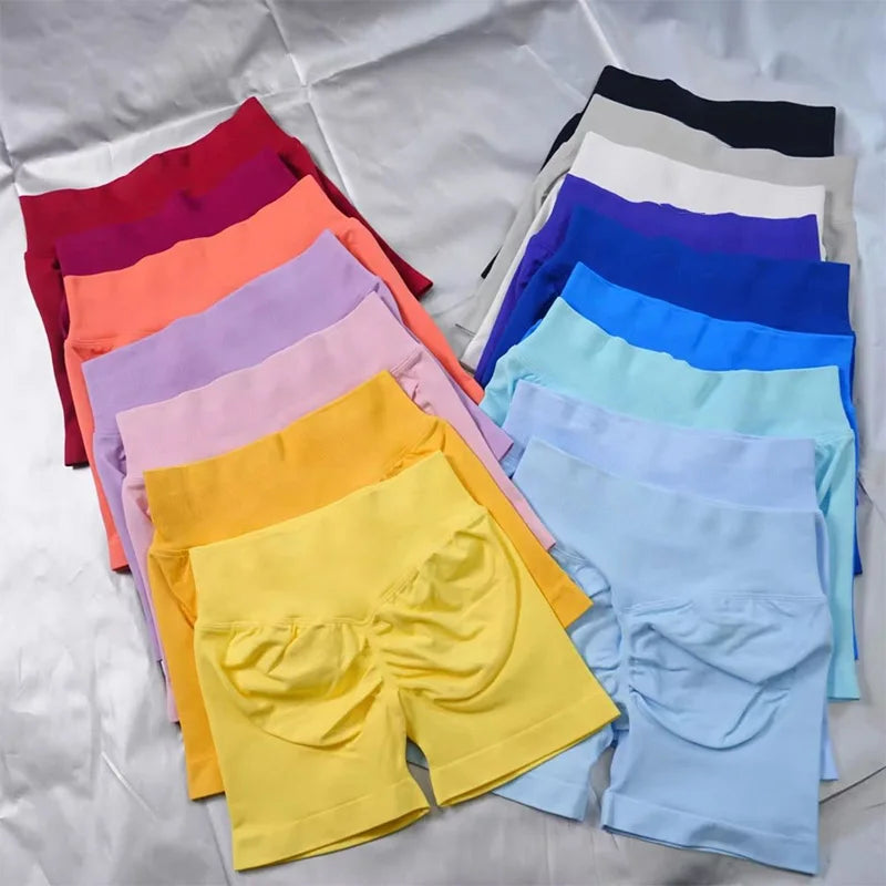 Impact Shorts Low Ribbed Waist Band Yoga Shorts Legging Seamless Scrunch Workout Gym Shorts Booty Hight Stretch Fitness Tights Tahsi Fashion House
