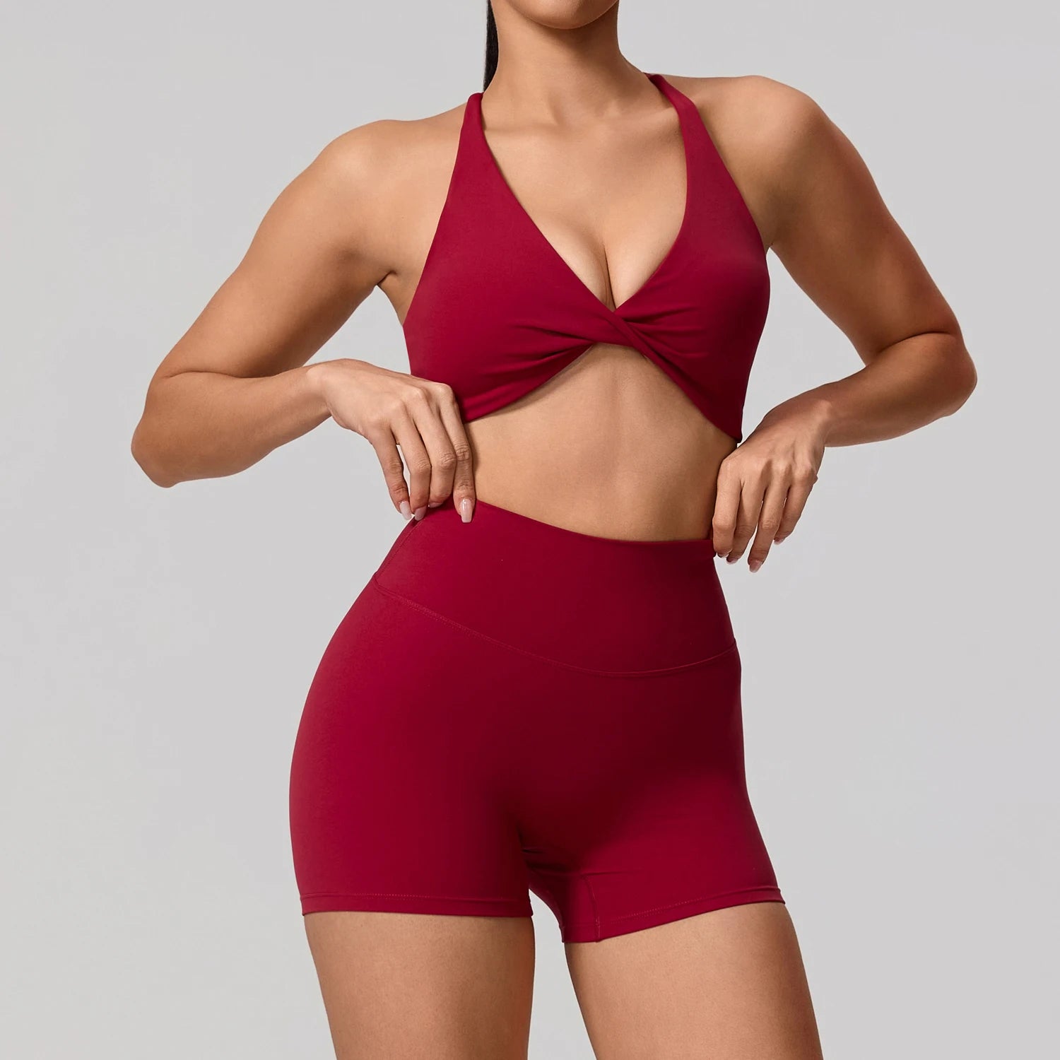 New Summer 2Pcs Women's Quick-Dry Sports Set V-Shaped Bra Female Sleeveless Yoga Outfit Gym Two-Piece Woman Sport Clothes - ATFH