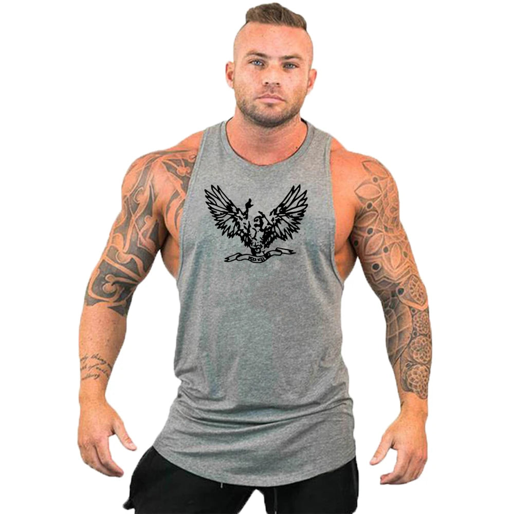 2023 New Cotton Workout Gym Tank Top Mens Muscle Sleeveless Sportswear Shirt Stringer Fashion Bodybuilding Singlets Fitness Vest