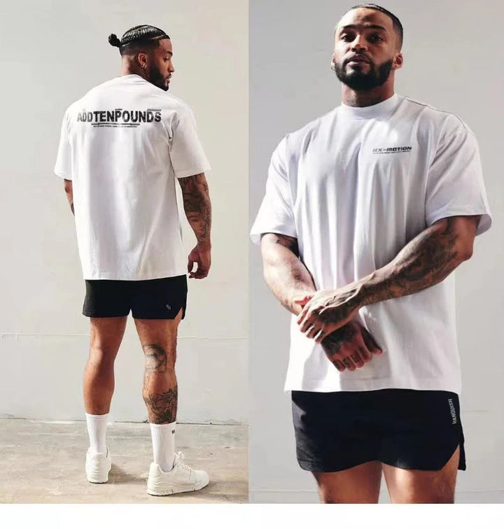 Summer Fashion 2026 Men's Cotton Workout Tee, Vintage Lifting Quote Print, Oversized Casual Streetwear for Bodybuilding & Sports ATFH