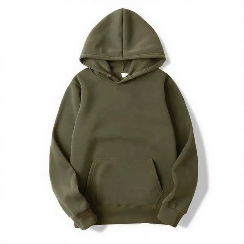 2025 Men's Solid Color Hooded Sweaters Men's Warm Wool Sweater Fashionable Street Clothing Loose  Breathable Jersey Brand Hooded - ATFH