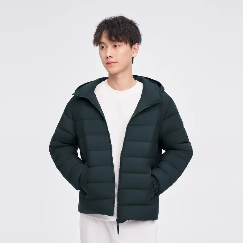 Monogram Print Down Jacket Men Hooded Streetwear Elastic Cuff Warm Winter Puffer Coat Bosideng Big Size Jacket for Men