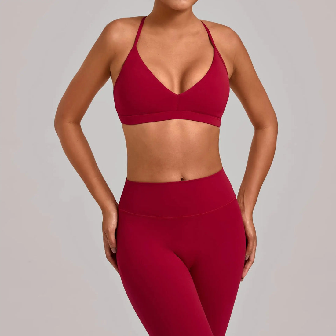 VEQKING Easy Lift Women Sports Bras Ultra Minimal Yoga Crop Tops V Neck Gym Fitness Bras Adjustable Straps Padded Workout Tops - ATFH