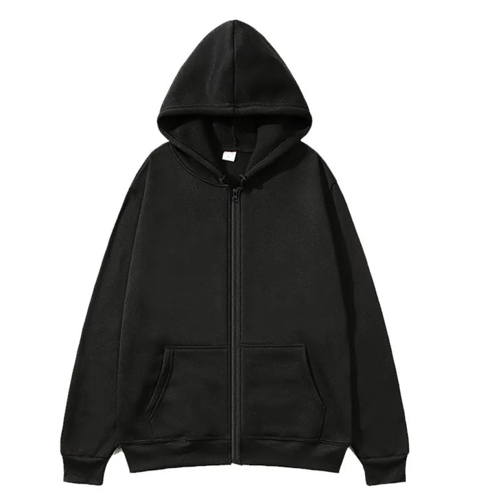 New Autumn/Winter  Men’s Gray Jacket with Hood Long Sleeve Big Pocket Zipper Jacket Coat Woman Loose Casual Outerwear Coat Tops - ATFH
