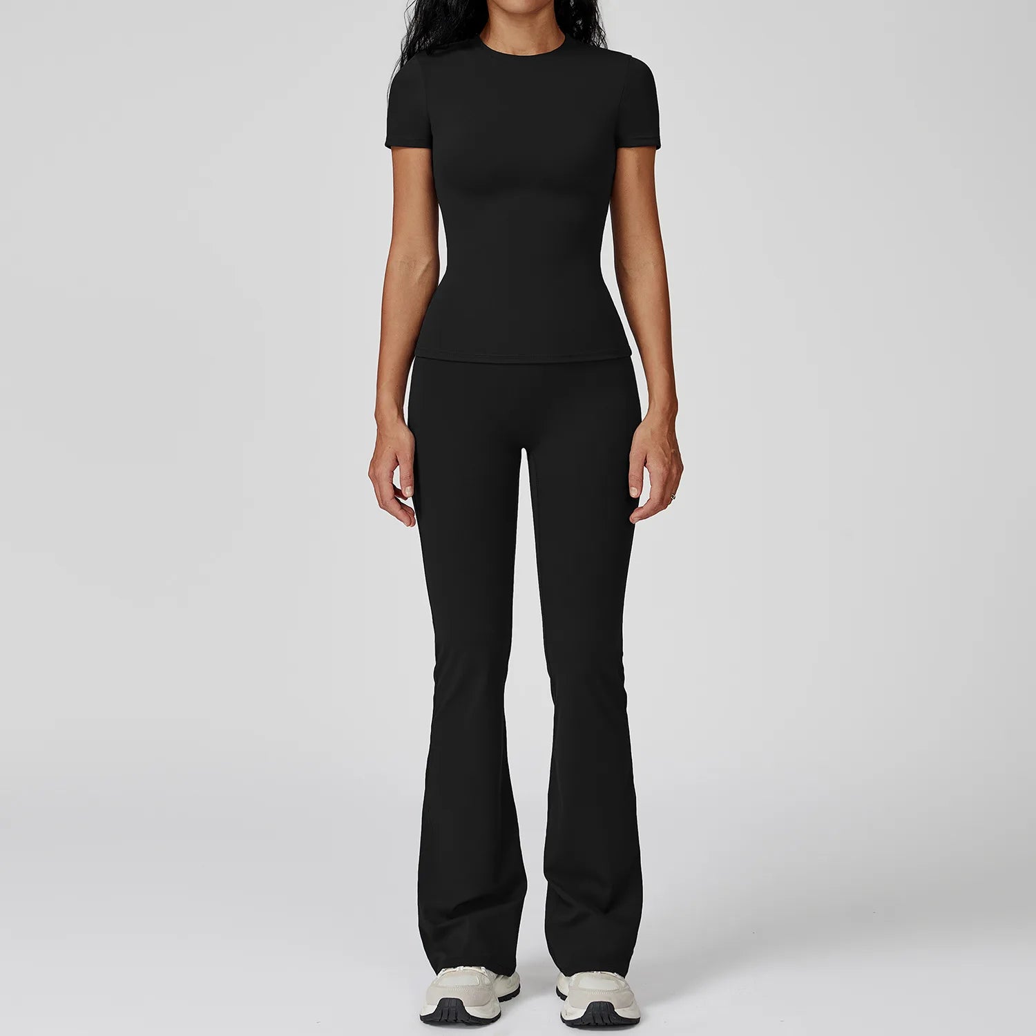 Women  Yoga Set 2PCS Workout Set Sportswear Gym Clothing Fitness Long Sleeve High Waist Leggings Cycling Shorts Sports Suits - ATFH