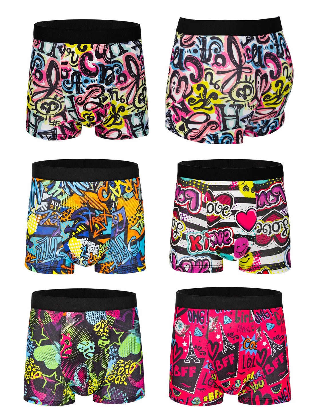10-Pack Men's Graffiti Boxer Shorts Trendy Streetwear Print Comfortable Four-Corner Pants Youth Fashionable Underwear