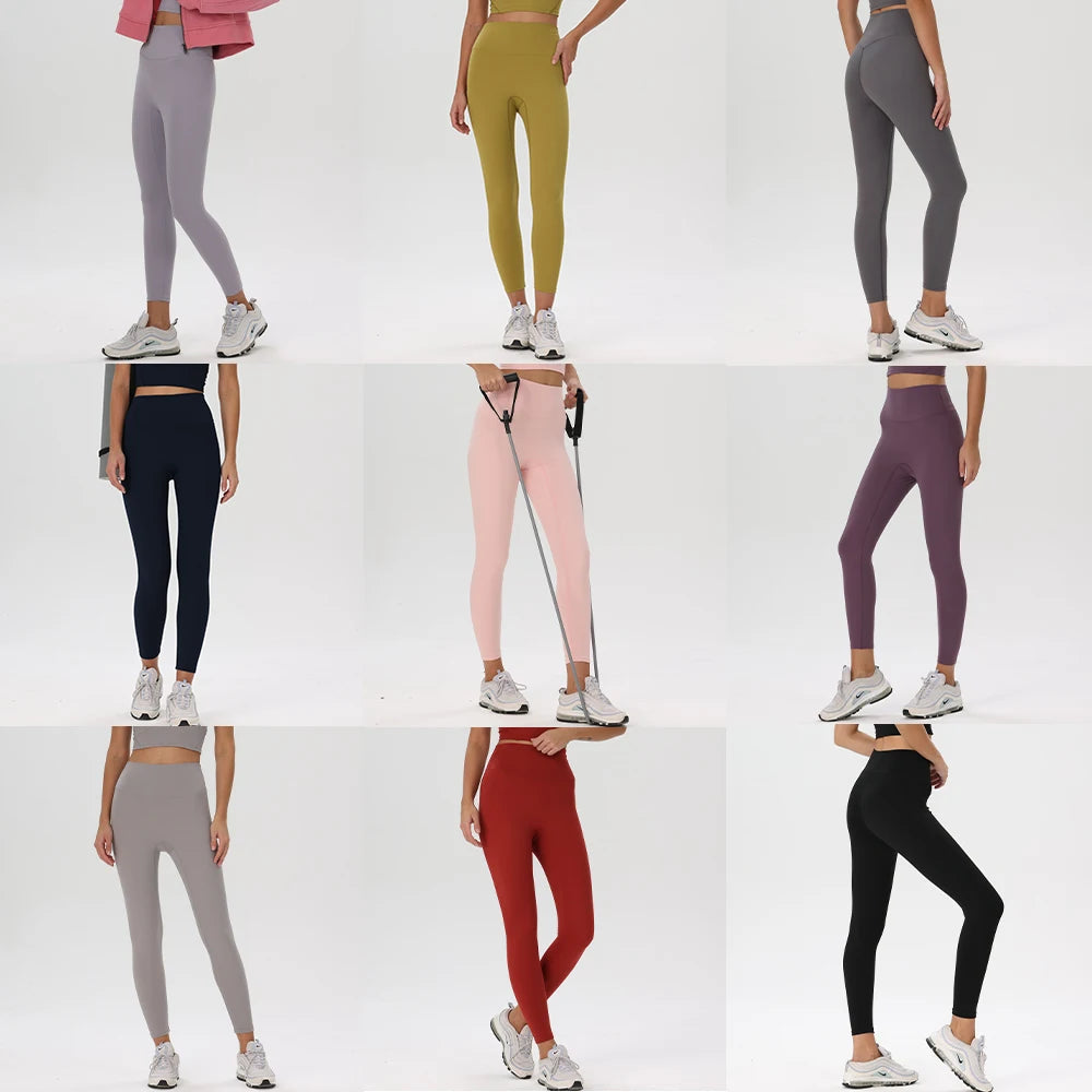 No Front Seam Leggings for Women Seamless High Waisted Buttery Soft Yoga Pants Sports Female Tights Lycra Lifts Buttocks Workout ATFH