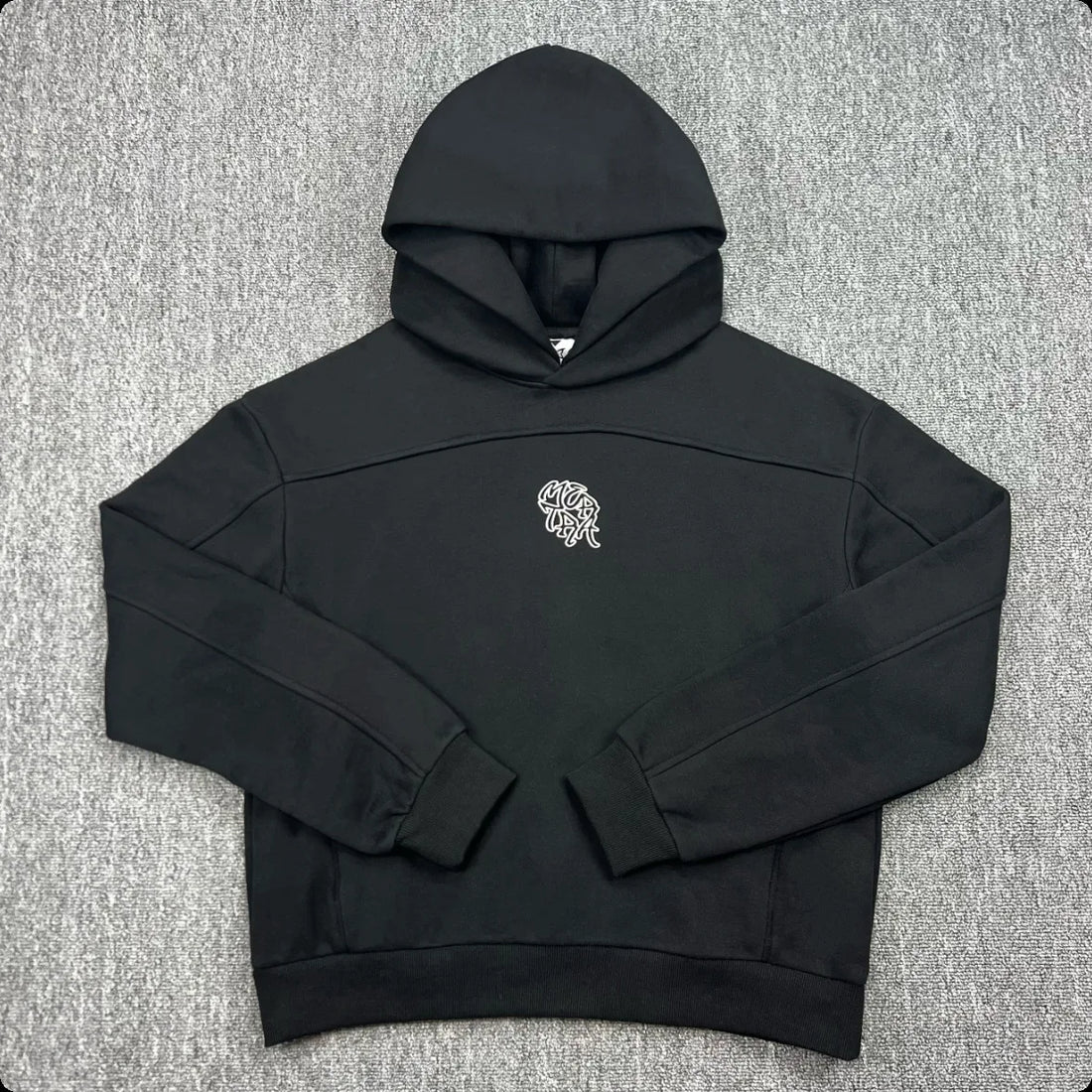 Mertra Patchwork Embroidery Fleece High Street Loose Autumn-Winter Men's and Women's Couple Sleeve Hooded Sweatshirt - ATFH