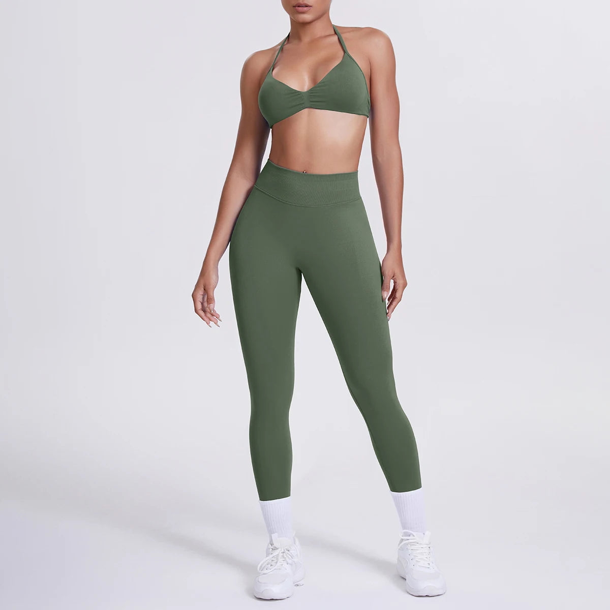 Women 2pcs Patchwork Sport Yoga Suit Training Sleeveless Sport Gym Tops Tummy Control Slimming Booty Leggings Yoga Suit Sports - ATFH